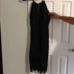 Bardot black lace dress